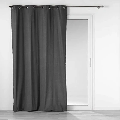 Image of Douceur d&#039;Intérieur, White Recycled Cotton Plain Eyelet Curtain 140 x 240 cm Mistraline