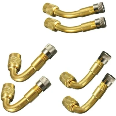 Image of POFET 6pcs Valve Extenders Tyre Extension Adaptor, Stem Adapter 45/90/135 Degree for Car, Motorcycle, Bike, Truck