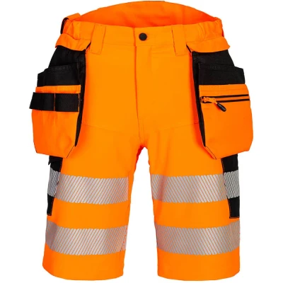 Image of Portwest DX4 Hi Vis Holster Pocket Shorts Orange/Black 30