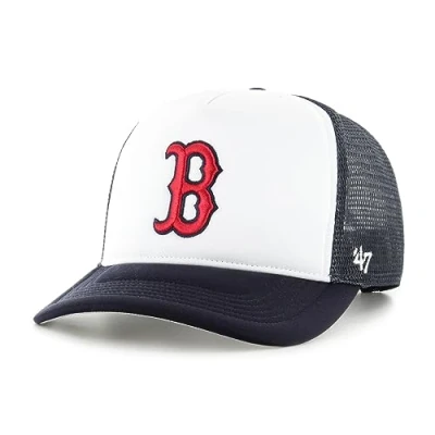 Image of 47 Boston Red Sox White Navy MLB Tri Tone Foam Offside Trucker Cap One Size