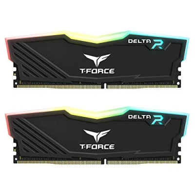 Image of TEAMGROUP Team T Force Delta RGB DDR4 Gaming Memory, 2 x 16 GB, 3200 Mhz, 288 Pin DIMM, Black