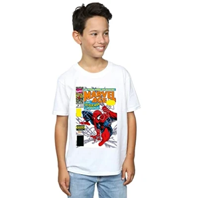 Image of Marvel Boys Spider Man Age Comic Cover T Shirt White 12 13 Years