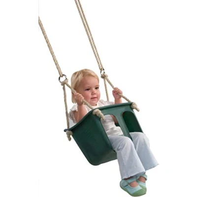 Image of Little Duck Bear Baby Bucket Swing Seat With Ropes Anti Tilt And Slip Knots, Child Safety Feature, Belt Dark Green For Children&#039;s Frame.