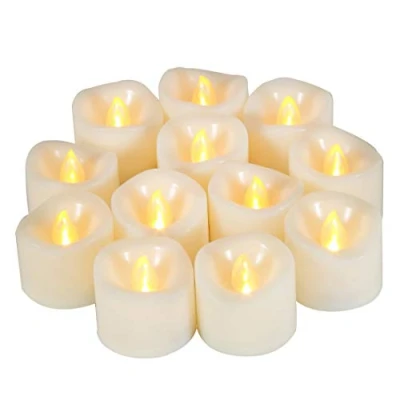 Image of 12 PCS LED Flameless Flickering Tea Lights Candle Battery Operated/Electric Flicker Tealights Bulk Small Candles for Xmas, Party, Festival, Christmas Decorations etc (Batteries Included)
