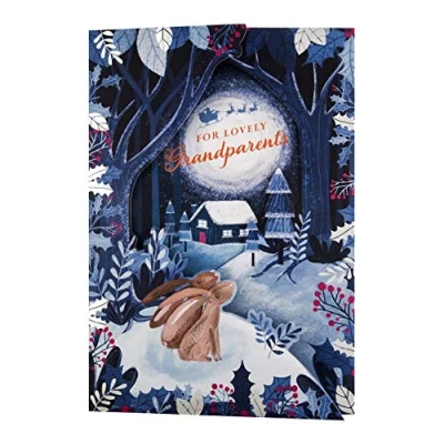 Image of Hallmark Christmas Card for Grandparents Traditional Rabbit Design