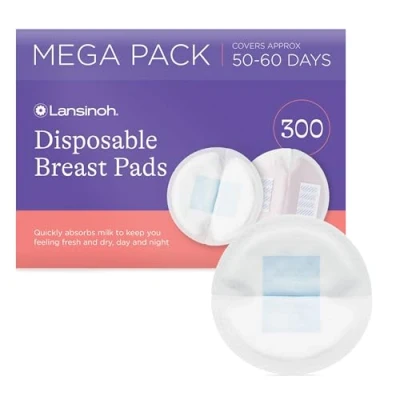 Image of Lansinoh Disposable Breast Pads Leakproof &amp; Ultra Thin Absorbent Maternity Discreet Fit Nursing Breastfeeding Essentials 300 Pack