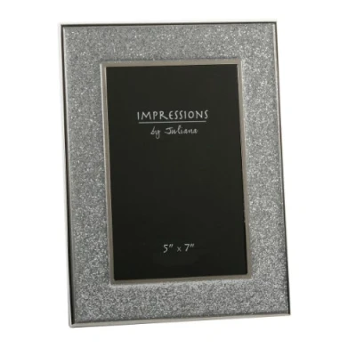 Image of Sparkly Silver Glitter Impressions Picture Photo Frame 5&quot; x 7&quot;