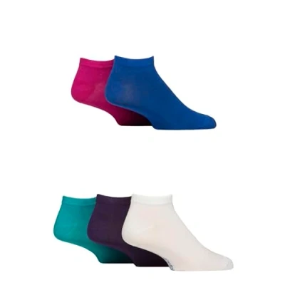 Image of Mens 5 Pair SOCKSHOP Bamboo Striped and Plain Trainer Socks Jewels 7 11