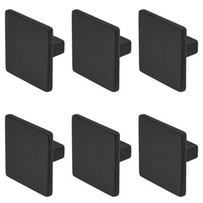 Image of Decoranddecor Calla Square Cabinet Knob Door Pull Handle Kitchen Cupboard Furniture Drawer (6 Pack, Matt Black)