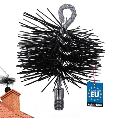 Image of KOTARBAU Chimney Brush Made of Plastic, 100 mm, Fireplace Broom, Plewa Ceramic Stainless Steel Pipe Soot Broom Brush, Cleaner (100 mm)