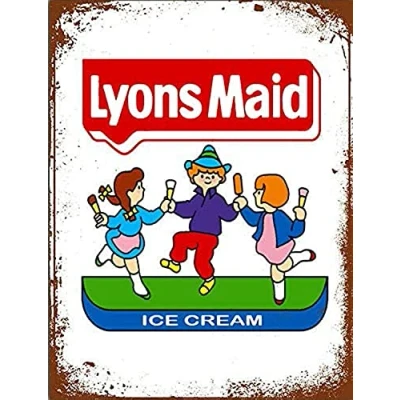Image of Vintage Retro Lyons Maid Kids Childrens Ice Cream Lolly Advertising inspired Kitchen Bar Novelty Gift Aluminium Metal Tin Wall Décor Sign
