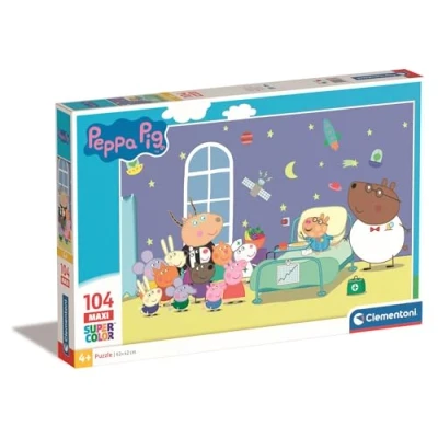 Image of Clementoni 23735 Supercolor Puzzle Peppa Pig 104 maxi pieces jigsaw puzzles for kids age 4 Made in Italy, cartoon