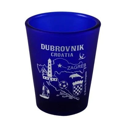 Image of Dubrovnik Croatia Cobalt Blue Frosted Shot Glass