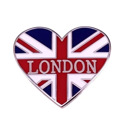 Image of British London Heart Enamel Pin National Flag Brooch Badge for Clothing Bags Hat Decoration Jewelry Gift