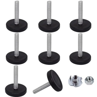 Image of SKIR&#039;CO 8 pcs, Furniture Leveling Feet M6 x 30 mm, Adjustable Round Legs mm Diameter, Thread Leveler Foot (Nuts Included)