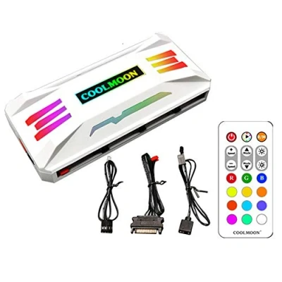 Image of Kllsmdesign Pwm Fan Temperature Controller Integrator, Remote Control Computer RGB Light Adapter, 8 * 4 Pin Speed Ports, 10 5v 3pin A Ports ，with Magnet （White）