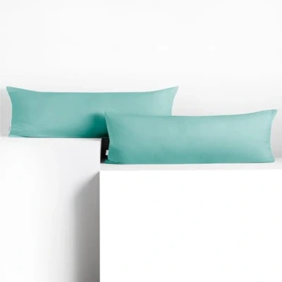 Image of DecoKing 2 cushion covers 40 x 200 cm cotton zip light turquoise amber