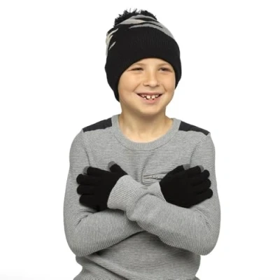 Image of A2Z 4 Kids Boys Hats Camouflage Knitted Bobble Pom Beanie Hat KH907 Camo Black One Size