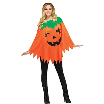 Image of Women&#039;s Pumpkin Poncho Fancy Dress Costume Standard