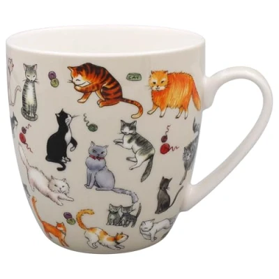 Image of The Leonardo Collection Finola Stack Kitty Cats Mug Coaster Tray for Home &amp; Kitchen Stylish Ceramic Mugs Tea Coffee Lovely Cup Set Mens Gifts Birthday Women