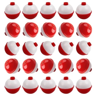Image of Fishing Bobbers Floats Hard ABS Float Round Buoy Red and White Push Button Slip Tackle Assortment 10Pcs