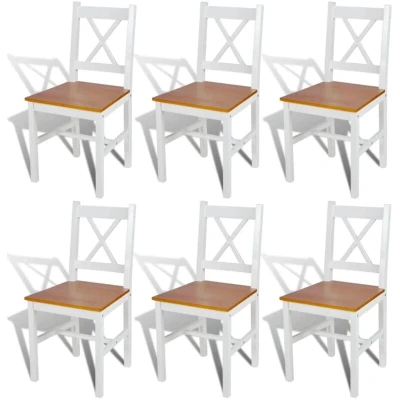 Image of vidaXL Dining Chairs 6 pcs White Pinewood