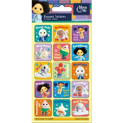 Image of Paper Projects Moon and Me Sparkly Reusable Reward Stickers Official Licensed Product on Non Porous Surfaces,Yellow,19.5cm x 9.5cm