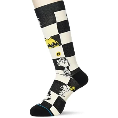 Image of STANCE Checked Socks Black Peanuts Calf Large UK Sizes 8 12.5