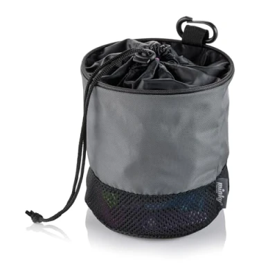Image of Minky Premium Drawstring Peg Bag, Holds Up to 160 Pegs, Design &amp; Strong Clip, Breathable Mesh Base, Fabric Pegs Holder, Grey/Blue/Silver (Grey)