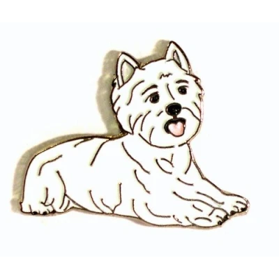 Image of Metal Enamel Pin Badge Brooch Westie Dog (West Highland Terrier)