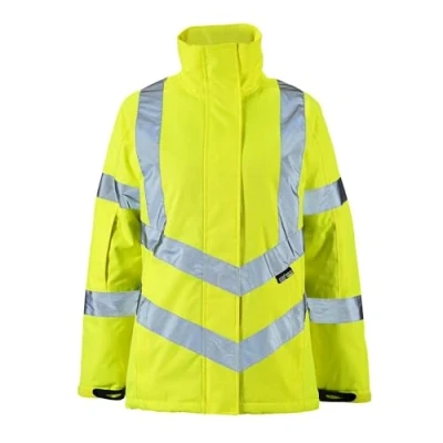 Image of Hi Vis Padded Womens Jacket High Visibility Water Resistant Breathable Rain Reflective Winter Warm Safety Workwear
