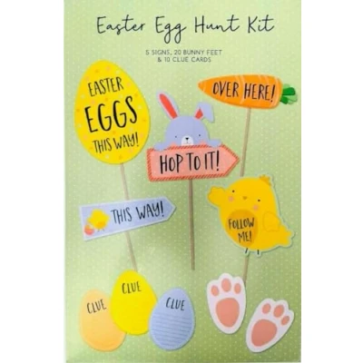 Image of Easter Egg Hunt Kit 5 Signs, 20 Bunny Feet &amp; 10 Clue Eggs Decorations