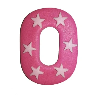 Image of 6.5cm x 5cm Pink Sugar Number With Stars: 0
