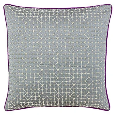 Image of Paoletti Pimlico Piped Jacquard Feather Filled Cushion Silver One Size