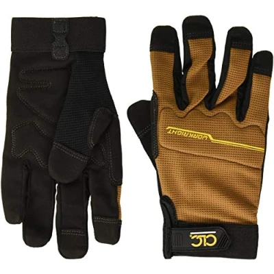Image of Custom Leathercraft 124M Workright Flex Grip Work Gloves, Black/Rust, Medium