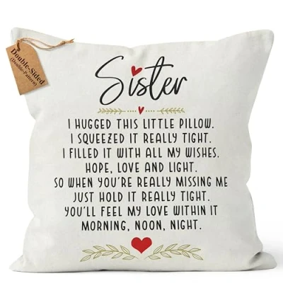 Image of Kies CROWNLY CRYSTAL®(Double Sided) Sister Gifts from Brother Cushion Covers 18x18 Inch for Birthday Popular Cover Pillowcase 45 x cm Throw Pillow