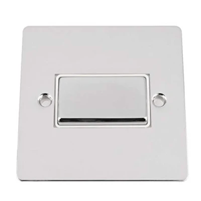 Image of Fan Isolator 3 Pole Switch Polished Chrome Flat White Insert Metal Rocker