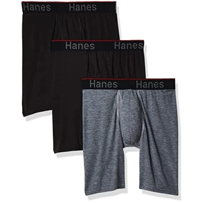 Image of Hanes Men&#039;s Comfort Flex Fit Long Leg Total Support Pouch Briefs, 3 pack Boxer Assorted, M UK