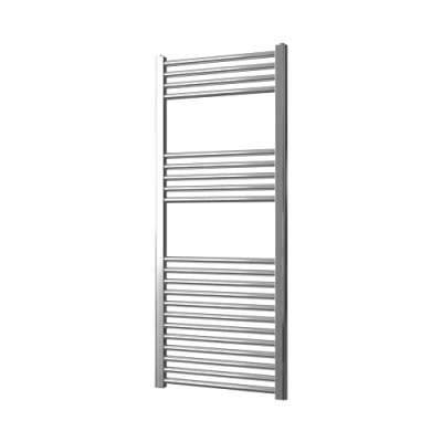 Image of Greened House Chrome Straight Heated Towel Rail 500mm wide x 1200mm high Flat Central Heating Bathroom Radiator