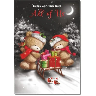 Image of doodlecards From All Of Us Christmas Card Cute Bears at Night Medium Size for with Plain Envelope