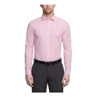 Image of UNLISTED Men&#039;s Dress Shirt Slim Fit Checks and Stripes (Patterned), Petal, 17&quot; 17.5&quot; Neck 32&quot; 33&quot; Sleeve