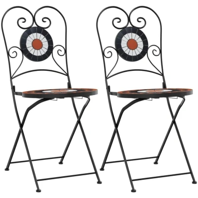 Image of vidaXL Bistro Chairs Foldable 2 pcs Terracotta and White Ceramic