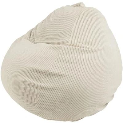 Image of bananair Bean Bag Chair for Adults &amp; Kids Soft Elegant Corduroy Fabric Comfortable Foam Filling Removable Washable Cover Practical Bags, Easy to Transport (120x100 cm, Off White)