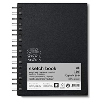 Image of Winsor &amp; Newton 6673002 Spiral Sketchbook, 50 Sheet, 170gsm, A5 Size, Natural White