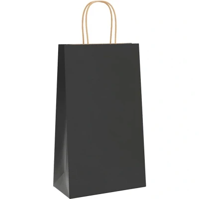 Image of vidaXL Paper Bags 250 pcs with Handles Black 21x11x36 cm