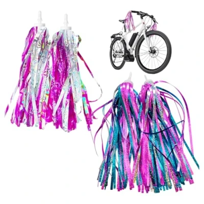 Image of WUFGWBD 2 Pairs Of Bicycle Handlebar Streamers, Children&#039;S Decorations, Shiny Scooter Streamers