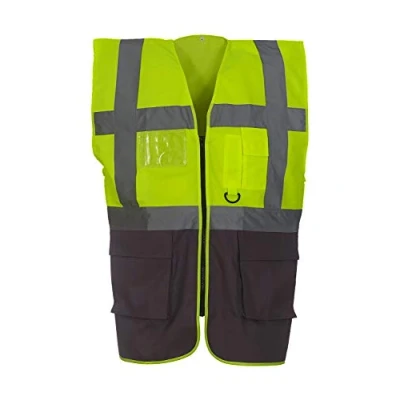 Image of Yoko Men&#039;s Yk002/Hvw801 Multi Functional Executive Hi Vis Waistcoat Yellow/Grey, Medium