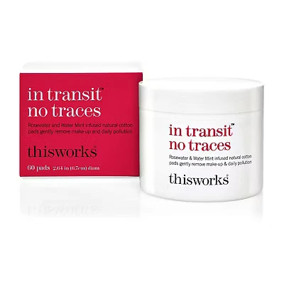 Image of This Works In Transit No Traces: Rosewater &amp; Mint Infused Facial Cleansing Pads Gently Removes Make Up and Dirt, 60