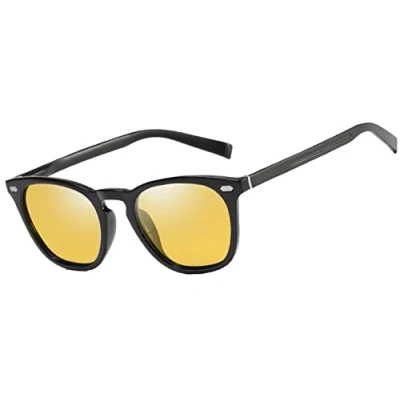 Image of Tolumo Retro Polarized Sunglasses Men Women Al Mg Metal Leg TR90 Ultra Light Frame UV400 For Driving Golf Fishing T581 Black Night