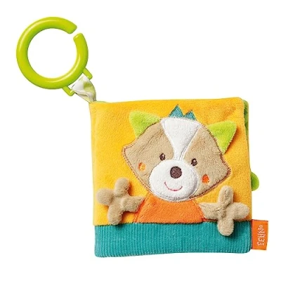 Image of Fehn 071139 Fox Soft Picture Book Touch &amp; Feel Made of Fabric with Wild Animal Motifs 8 Pages Squeaker, Rustling Paper and Mirror for Babies Toddlers from Newborns Upwards Dimensions : 11 X cm